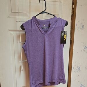Purple Sleeveless Muscle Tee Polo Tank Top